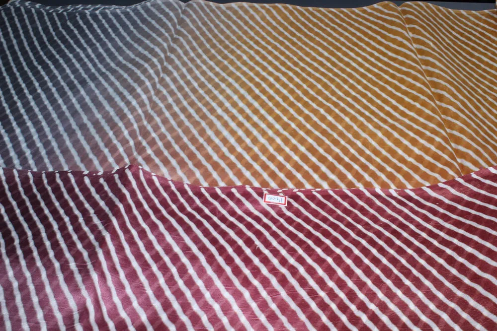 100% silk fabric 14 MM STRIPED BLOCK PRINT fabric 44&quot; wide BARK BROWN/BROWN/GREY/DUSTY PINK