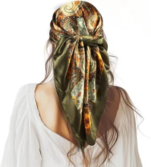 35 Large Square Satin Head Scarf - 1Pcs Satin Hair Scarf Silk Bandana Head Wraps For Women