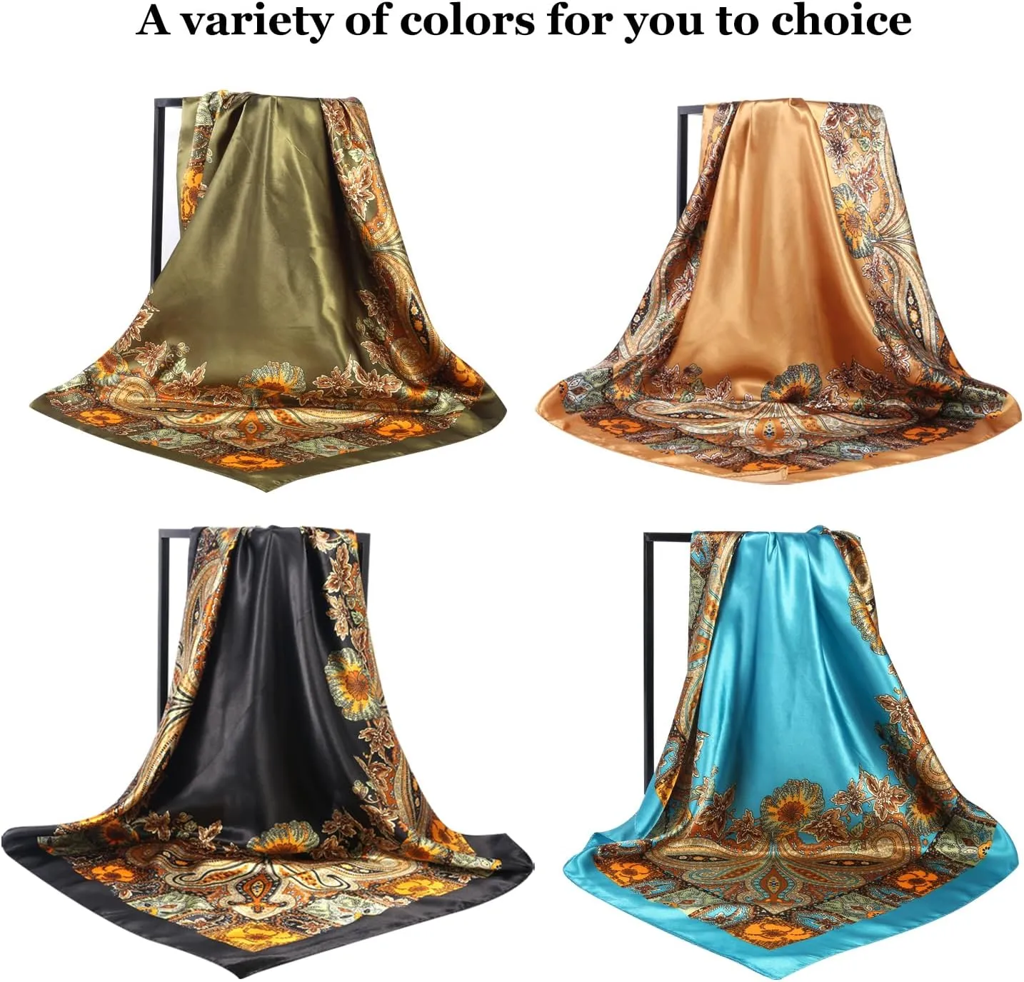 35 Large Square Satin Head Scarf - 1Pcs Satin Hair Scarf Silk Bandana Head Wraps For Women