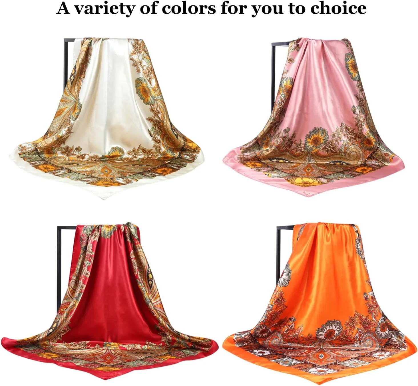35 Large Square Satin Head Scarf - 1Pcs Satin Hair Scarf Silk Bandana Head Wraps For Women