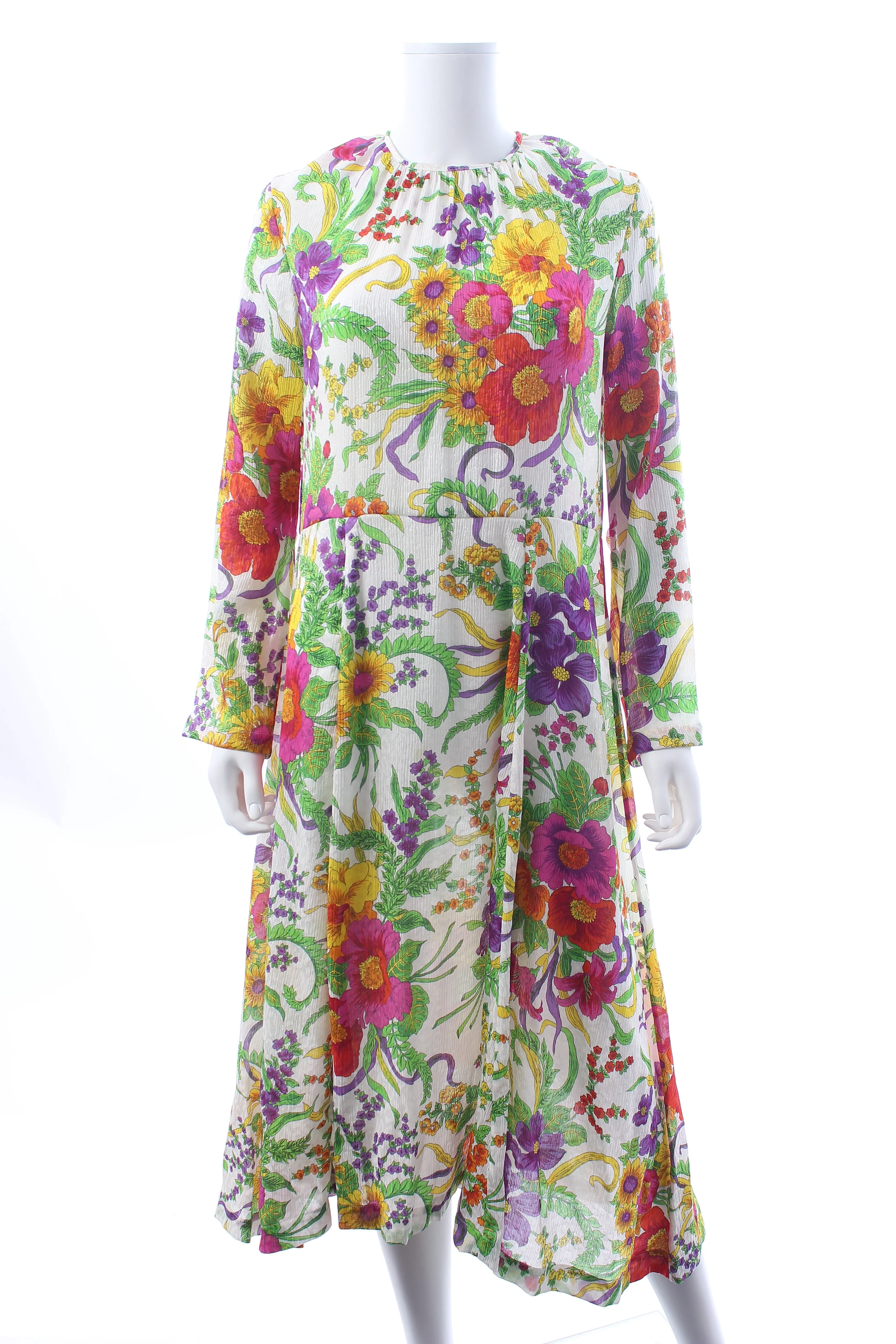 Balenciaga Floral Printed Silk-Crepe Midi Dress