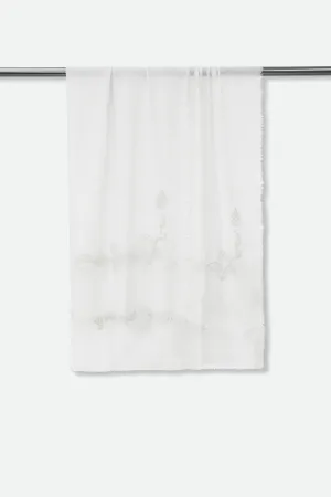 EMBROIDERED SILVER FROST ITALIAN CASHMERE SCARF