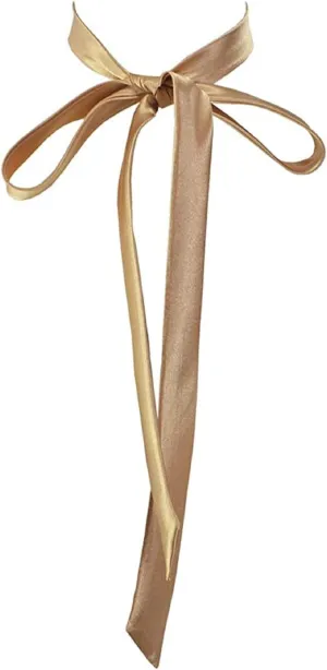 Ladies Long Pre Bow Tie Solid Color Bowtie for Women