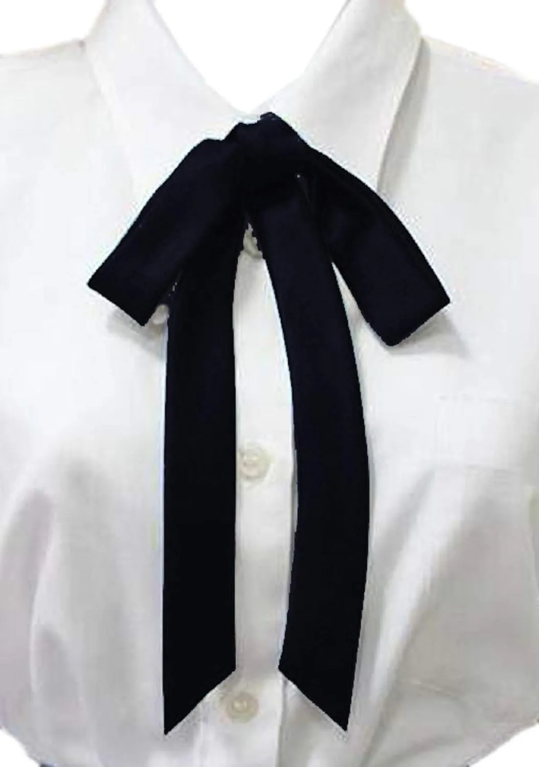 Ladies Long Pre Bow Tie Solid Color Bowtie for Women