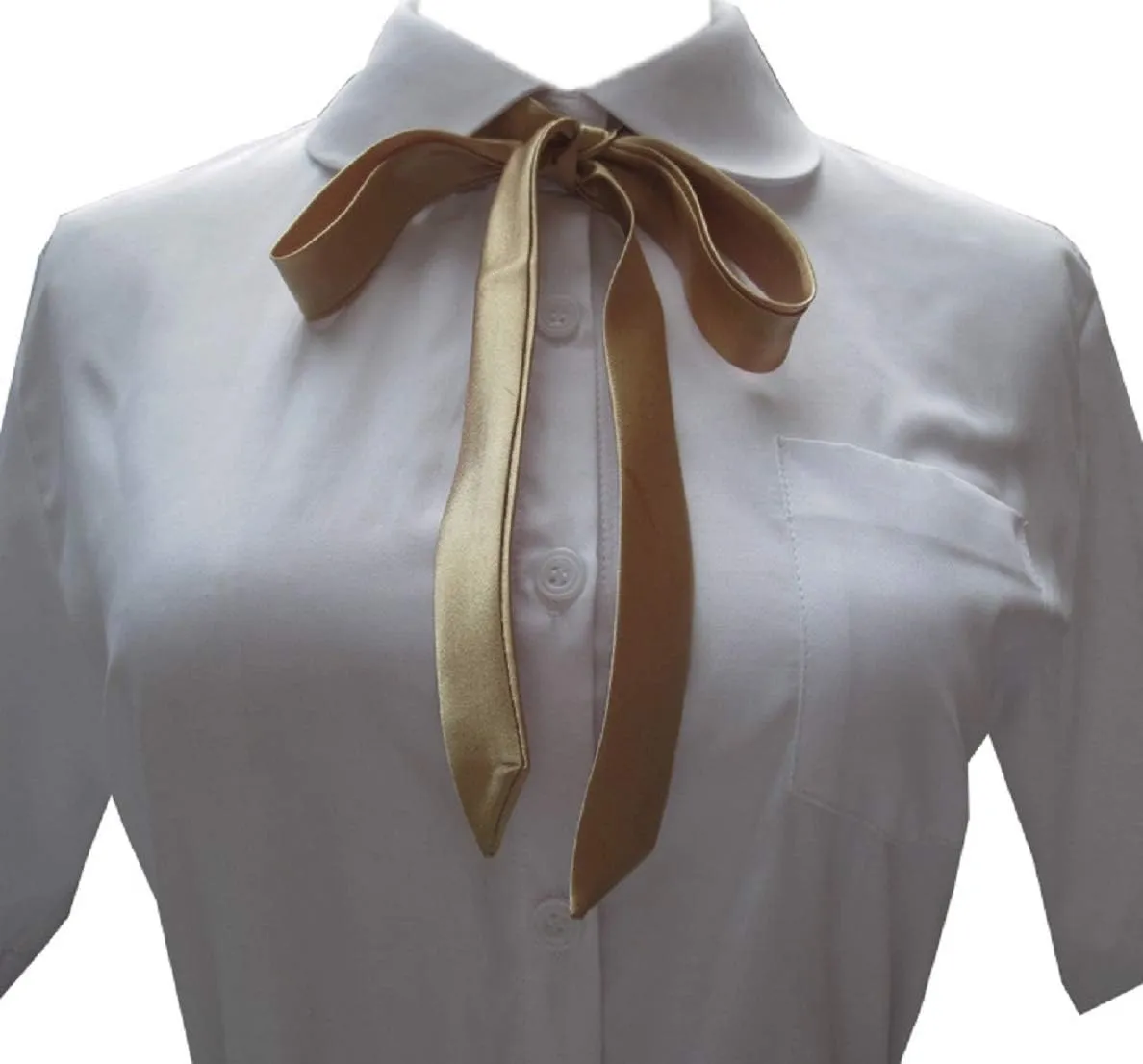 Ladies Long Pre Bow Tie Solid Color Bowtie for Women