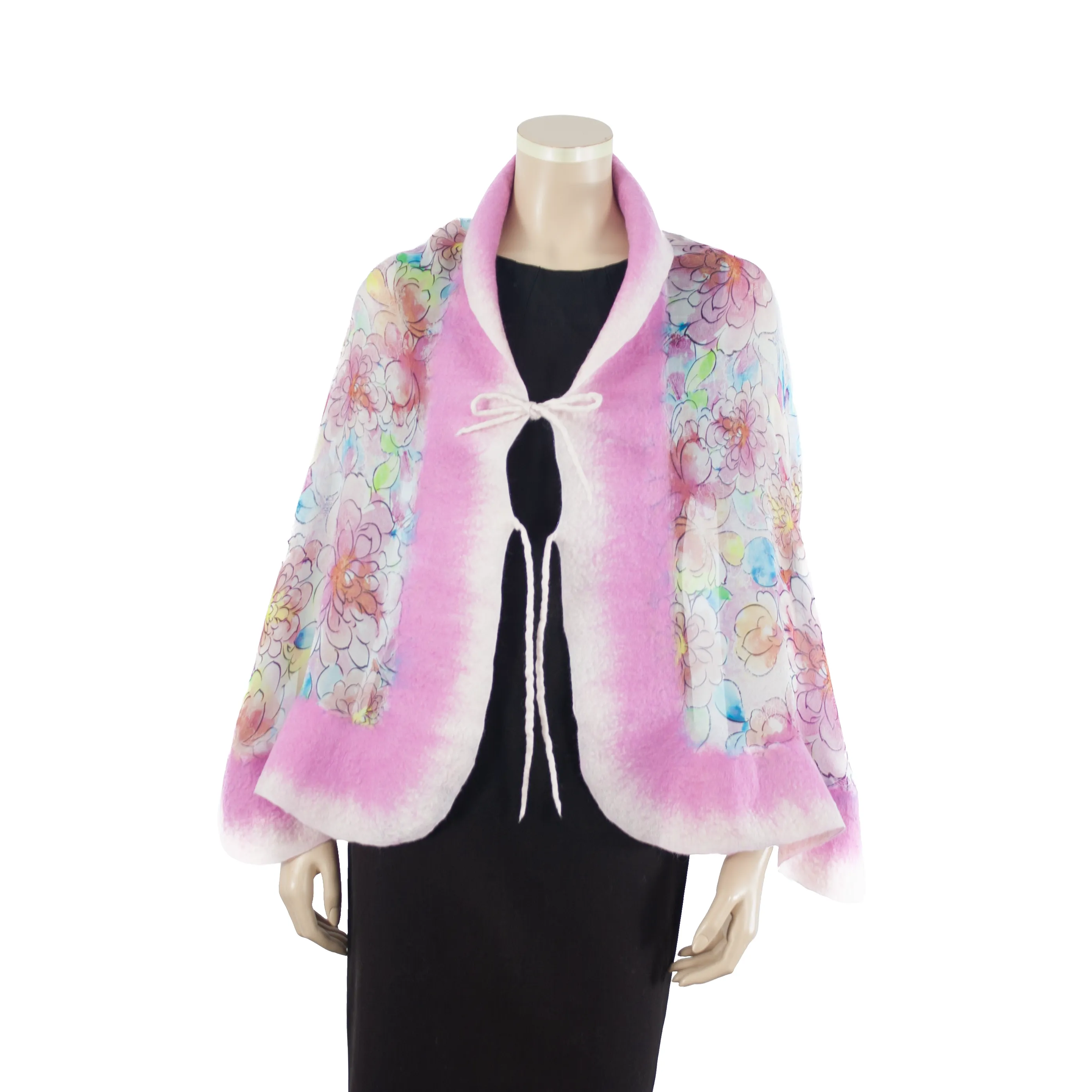 Linked pink flowers scarf #148-12