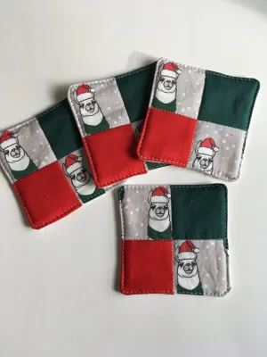 Llama Christmas Coaster set of four quilted