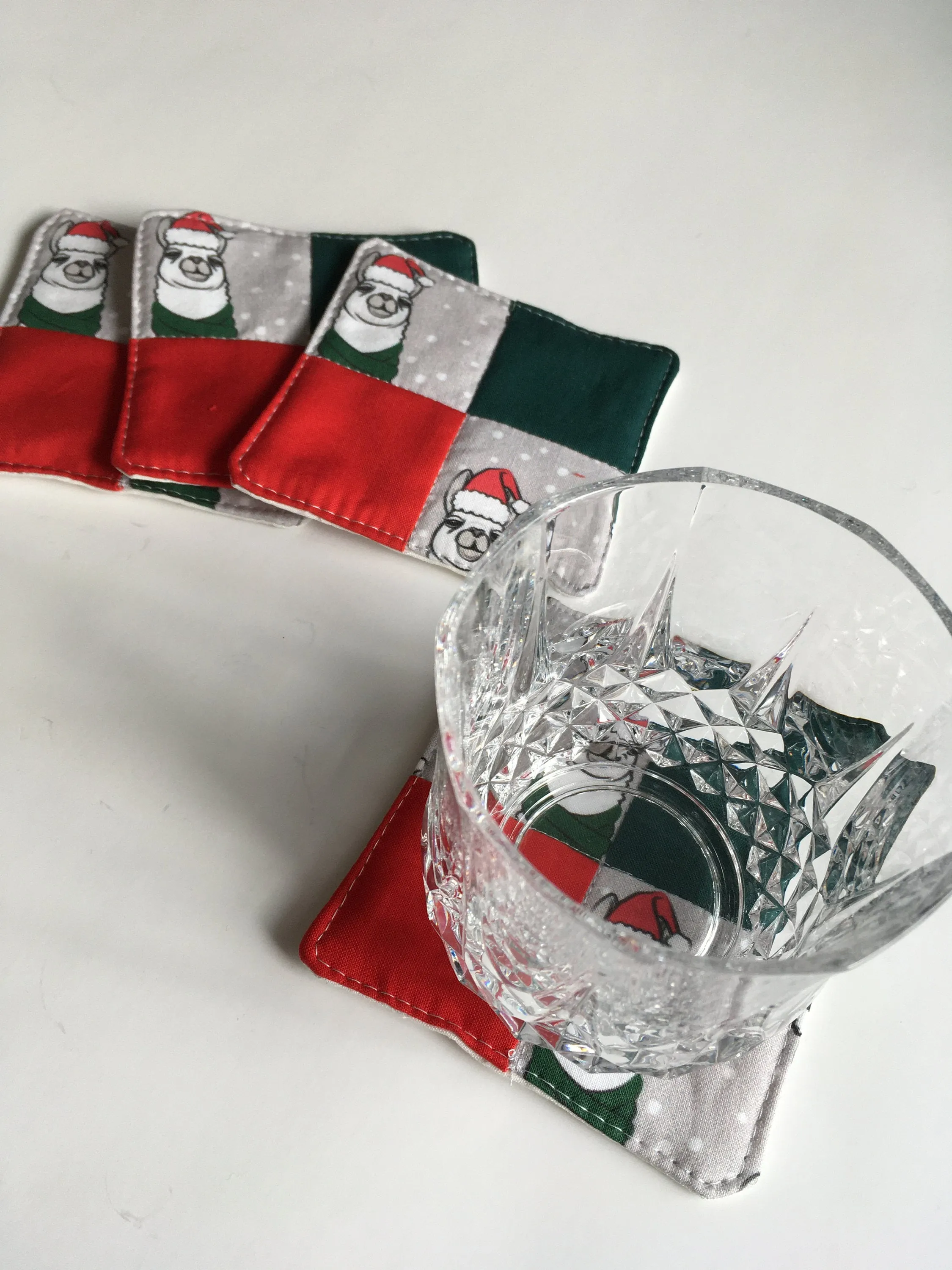 Llama Christmas Coaster set of four quilted