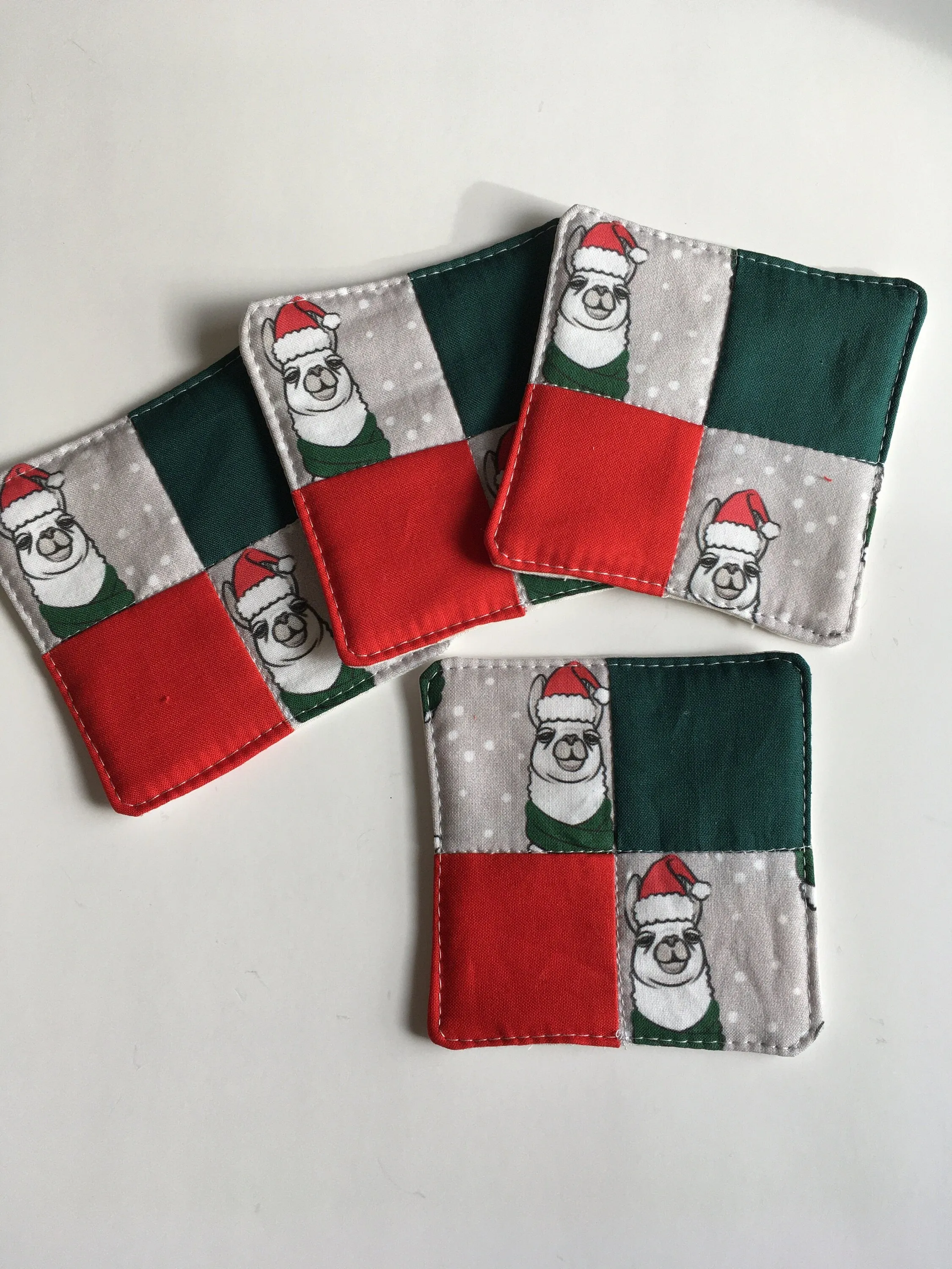 Llama Christmas Coaster set of four quilted