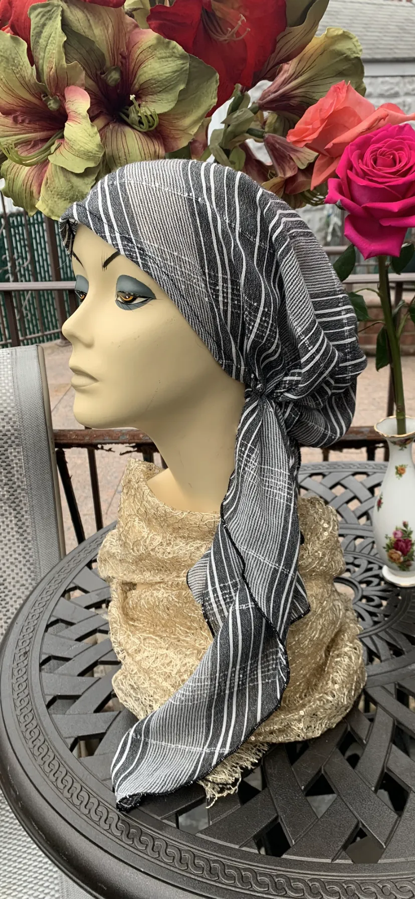 New Pre Tied Head Scarf Tichel Hijab For Women | Cotton Hair Accessories | Made in USA by Uptown Girl Headwear