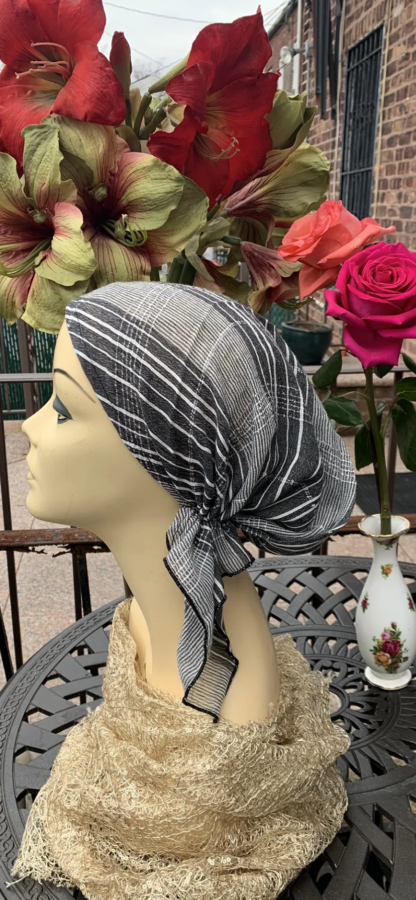 New Pre Tied Head Scarf Tichel Hijab For Women | Cotton Hair Accessories | Made in USA by Uptown Girl Headwear