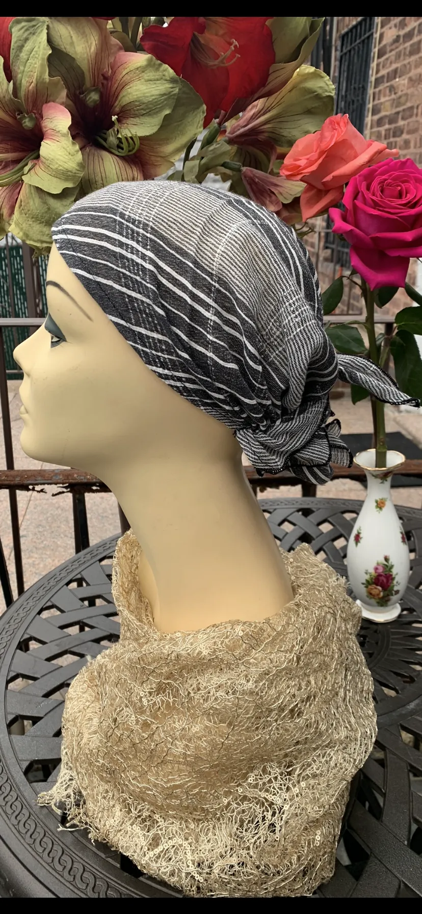 New Pre Tied Head Scarf Tichel Hijab For Women | Cotton Hair Accessories | Made in USA by Uptown Girl Headwear
