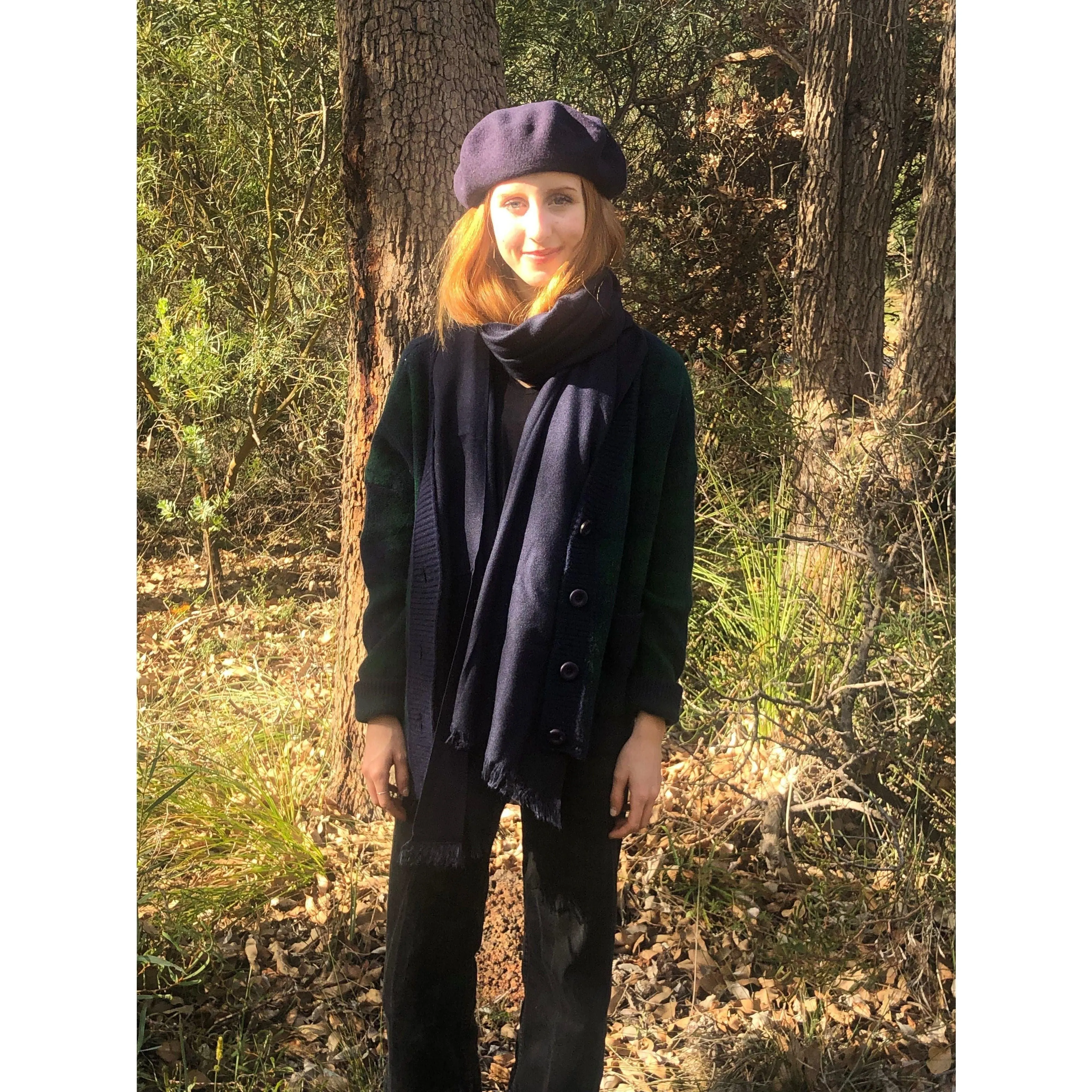 💥Pashmina Shawl -Dark Navy Blue - Pure Cashmere Luxury