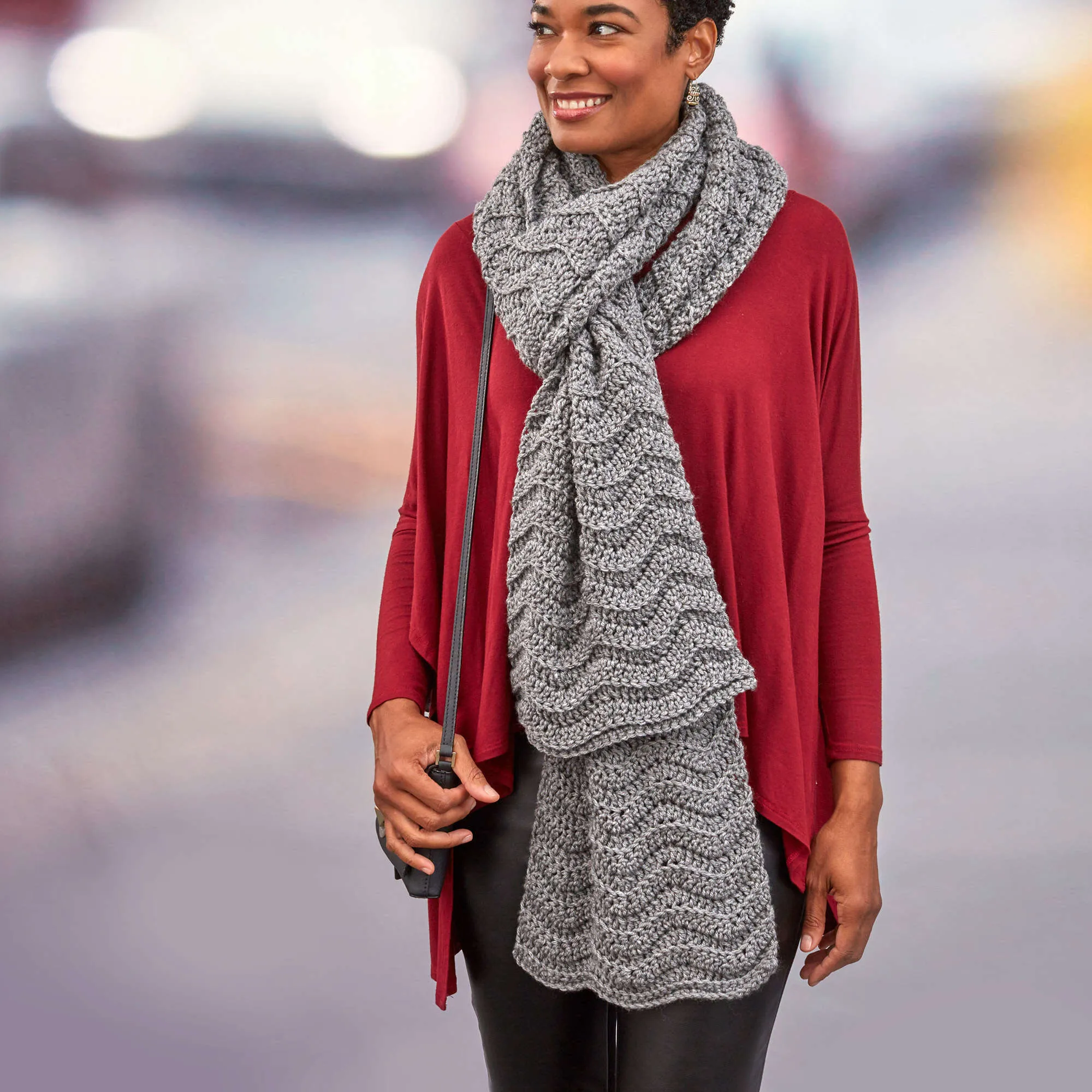 Red Heart Crochet Wavy Ridge Super Scarf