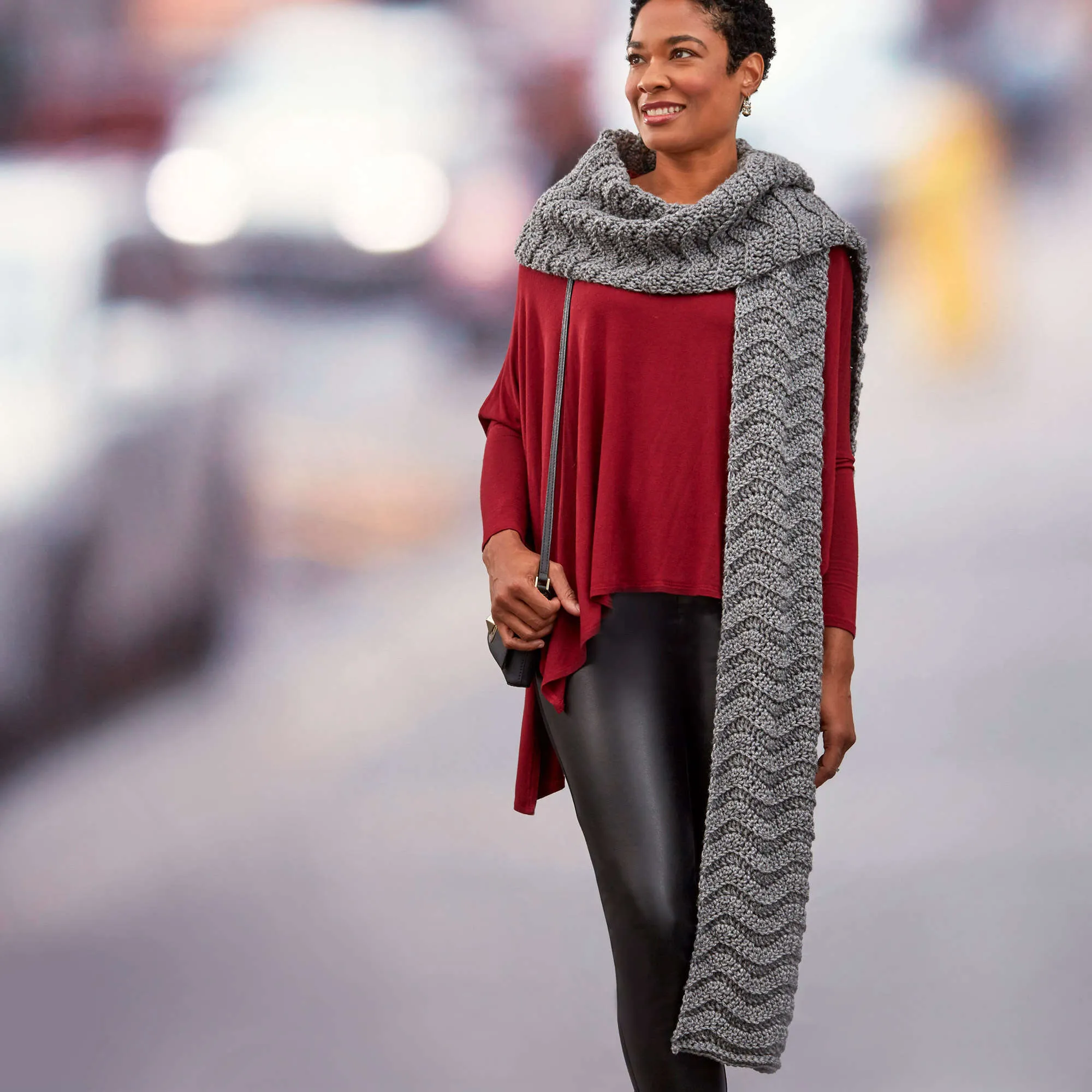 Red Heart Crochet Wavy Ridge Super Scarf