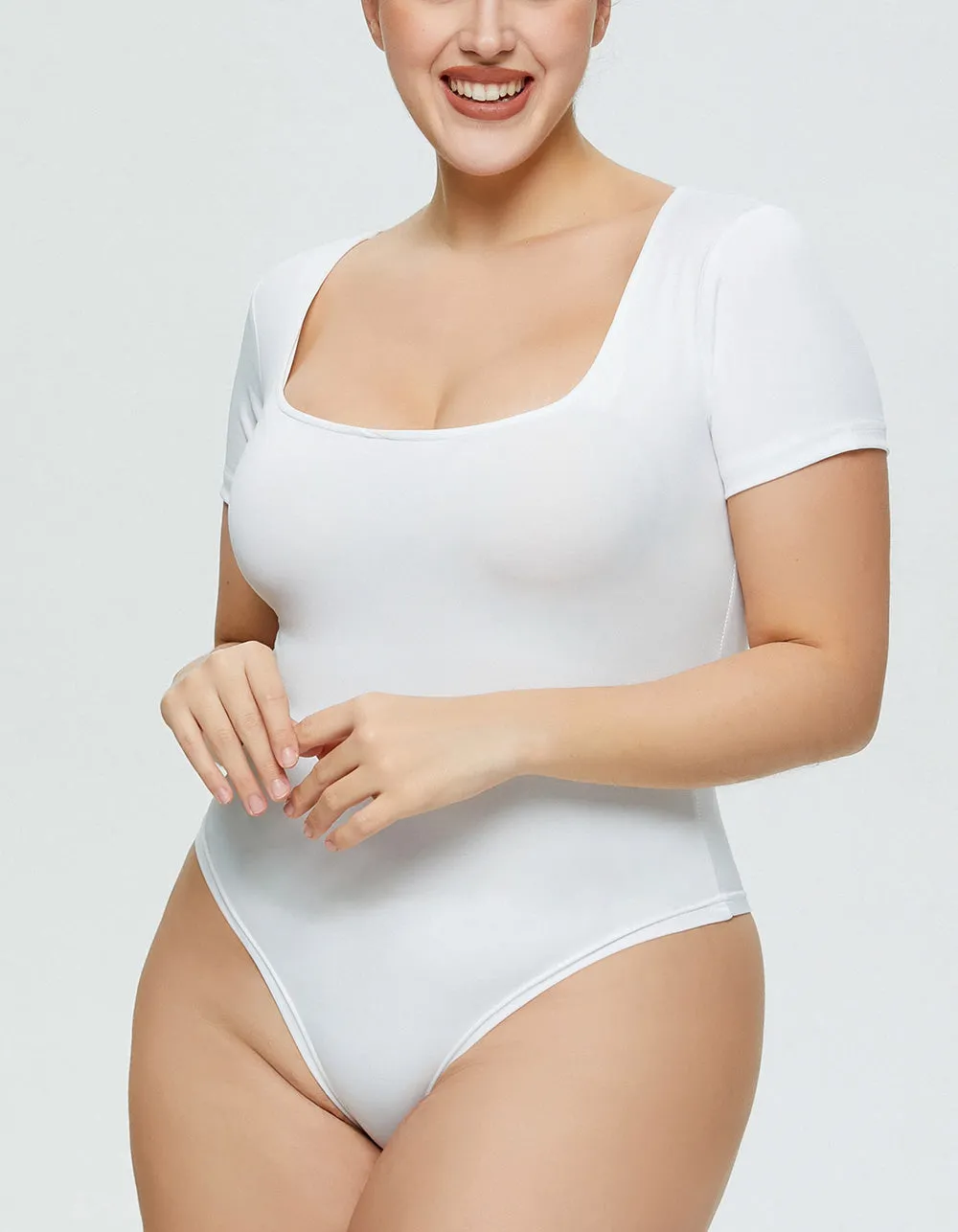 Solid-color Short-sleeved Round Neck Slim-fit Bodysuit