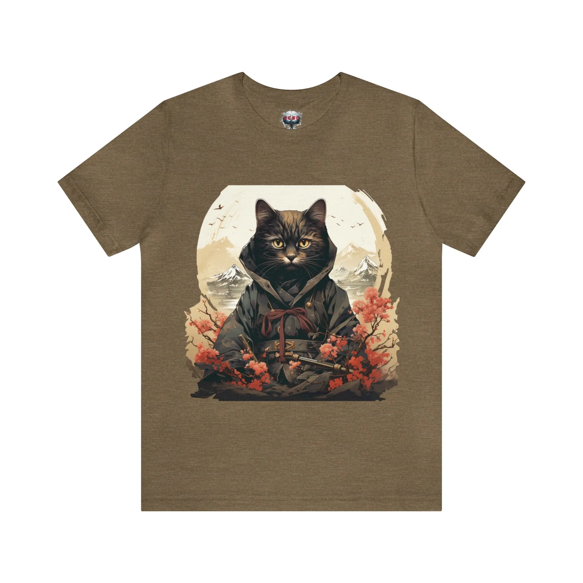 Unisex Ninja Cat Short Sleeve Tee. Cat T-Shirt is a Great Gift For The Cat Lover, Gift For Her, Gift For Him, Gift For Animal Lover