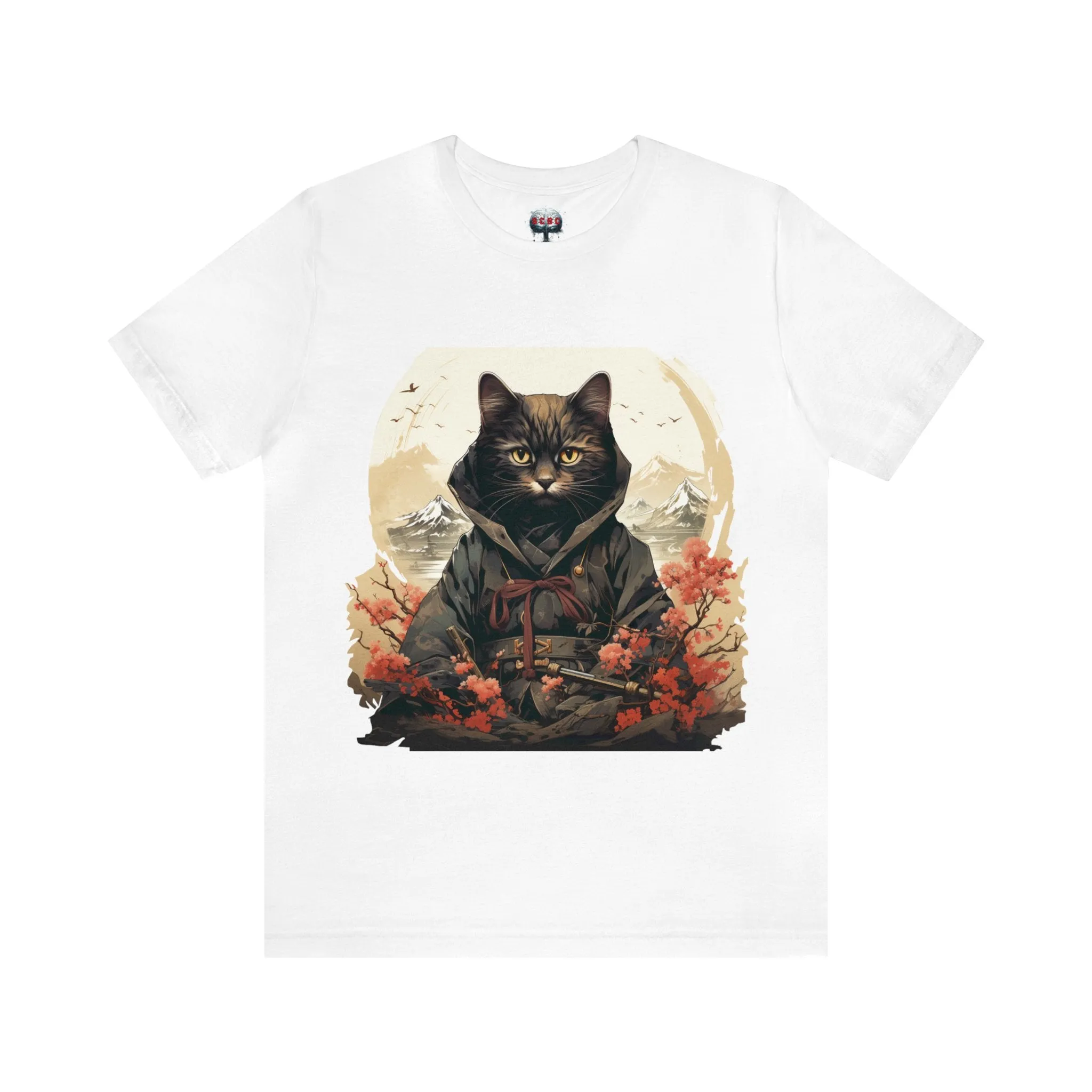 Unisex Ninja Cat Short Sleeve Tee. Cat T-Shirt is a Great Gift For The Cat Lover, Gift For Her, Gift For Him, Gift For Animal Lover