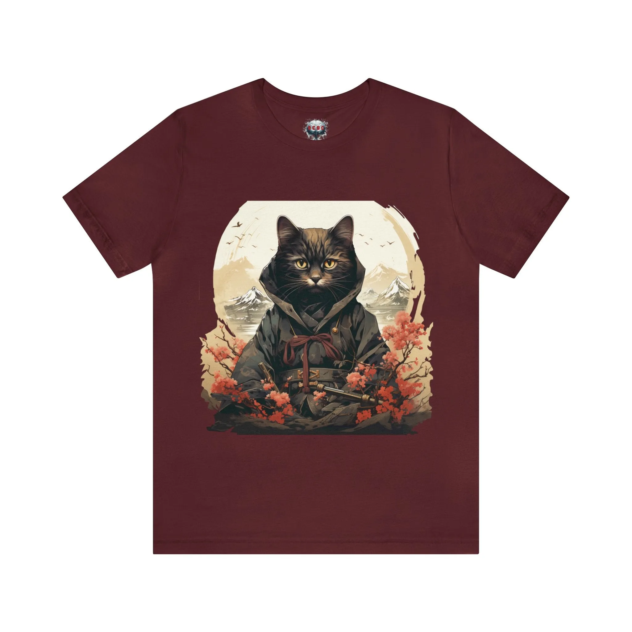 Unisex Ninja Cat Short Sleeve Tee. Cat T-Shirt is a Great Gift For The Cat Lover, Gift For Her, Gift For Him, Gift For Animal Lover