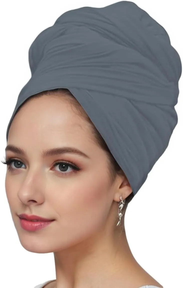 vabovin Head Wraps for Black Women Stretch Jersey Knit Turban Headwrap Solid Color Headscarf Headband Shawl