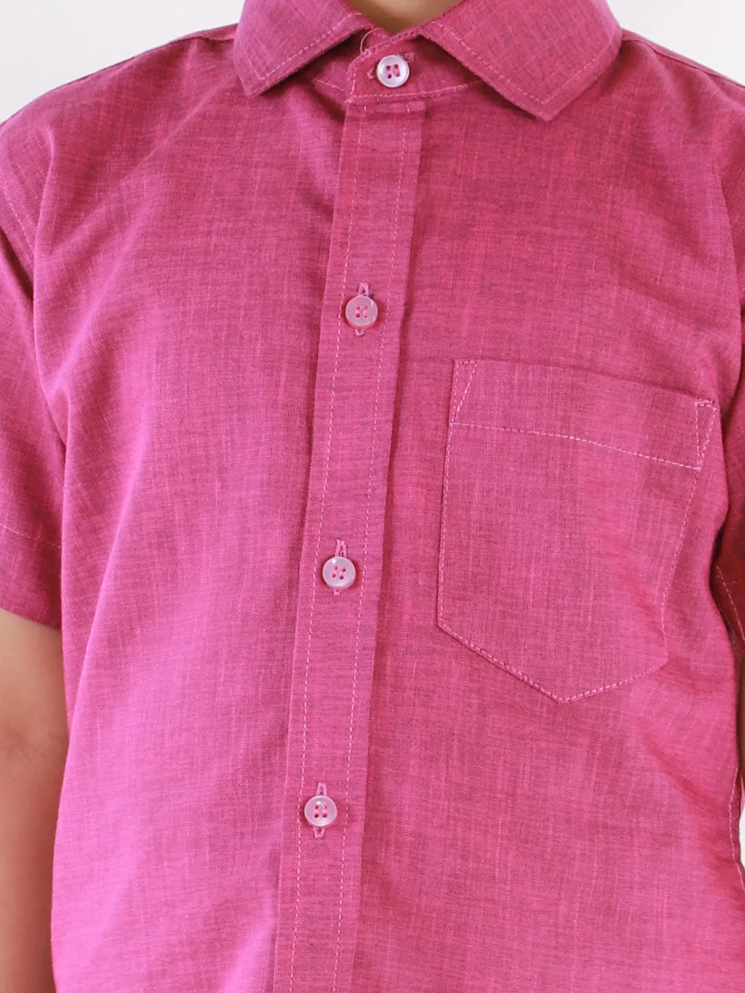 Vastramay Boy's Purple Shirt with White Mundu