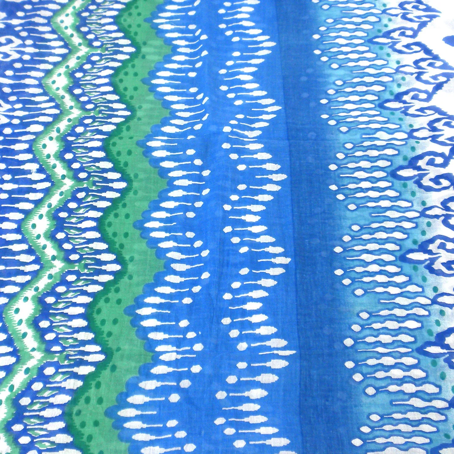 White and Blue Ikat Cotton Scarf Asha Handicrafts