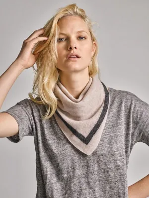 White   Warren- Tipped Neck Scarf Truffle/Charcoal