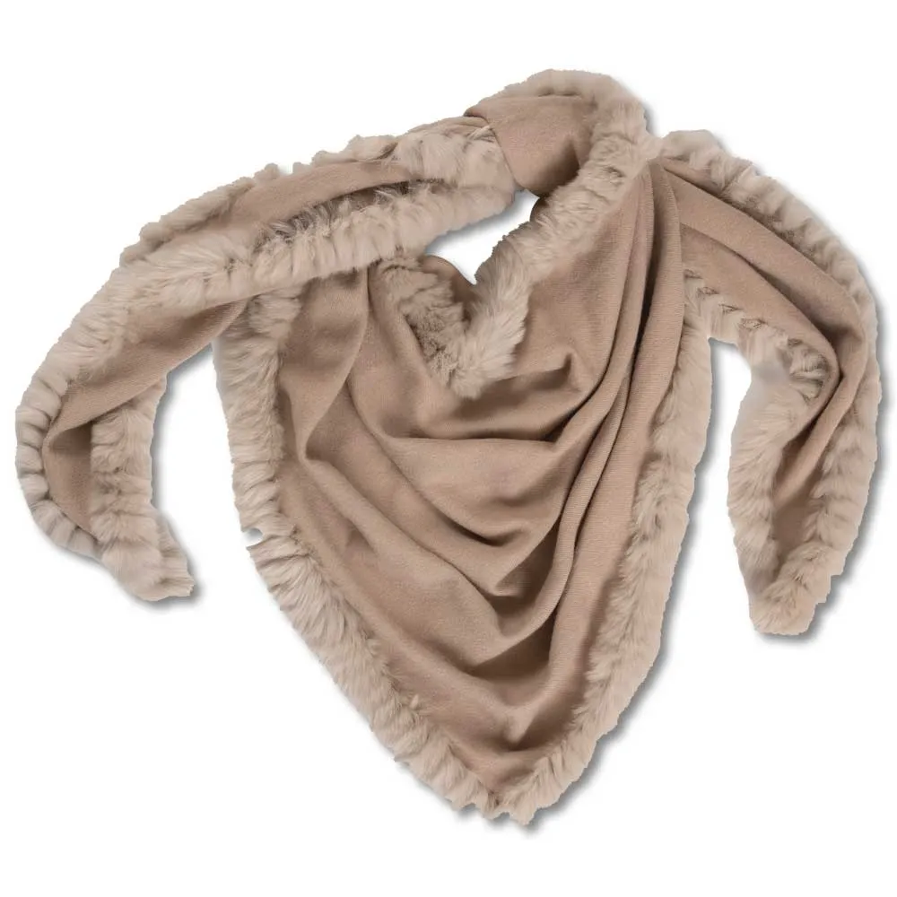 Women's Triangle Scarf Trimmed W/ Whipstiched Rex Rabbit